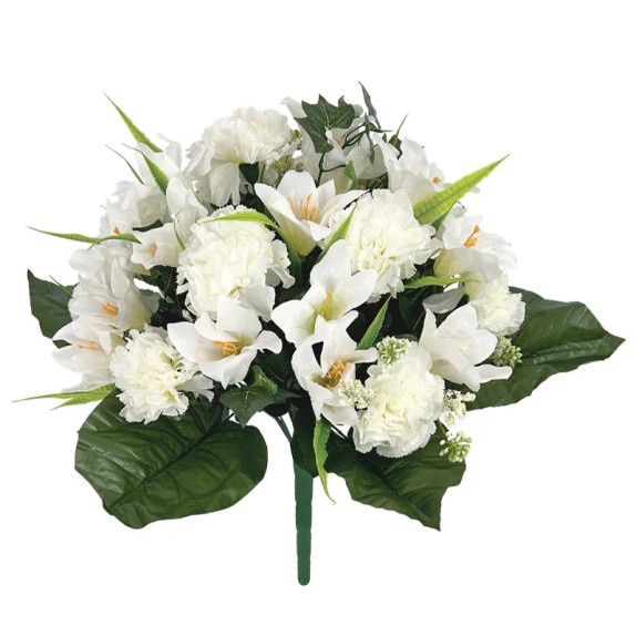 ΜΠΟΥΚΕΤΟ ΛΕΥΚΟ ΚΡΙΝΟΣ-ΓΑΡΥΦΑΛΛΟ Χ36 - Φ43x45cm 12/48ΚΙΒ – Δημιουργεί αίσθηση πολυτέλειας χωρίς κόπο | iroots.gr