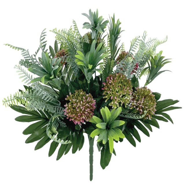 MΠΟΥΚΕΤΟ ΠΡΑΣΙΝΟ ΦΤΕΡΗΣ/ΠΑΧΥΦΥΤΩΝ ΜΕ ΜΩΒ ΜΠΟΥΜΠΟΥΚΑΚΙΑ - Υ50cm 24/72ΚΙΒ – Προσφέρει μοναδική αισθητική | iroots.gr