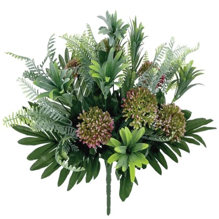 MΠΟΥΚΕΤΟ ΠΡΑΣΙΝΟ ΦΤΕΡΗΣ/ΠΑΧΥΦΥΤΩΝ ΜΕ ΜΩΒ ΜΠΟΥΜΠΟΥΚΑΚΙΑ - Υ50cm 24/72ΚΙΒ – Προσφέρει μοναδική αισθητική | iroots.gr