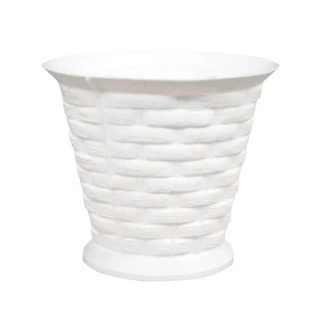 ΓΛΑΣΤΡΑΚΙ ΛΕΥΚΟ ΠΛΑΣΤΙΚΟ ΠΛΕKΤΟ ΣΤΡΟΓΓΥΛΟ - Φ12x11cm – Προσφέρει μοναδική αισθητική | iroots.gr