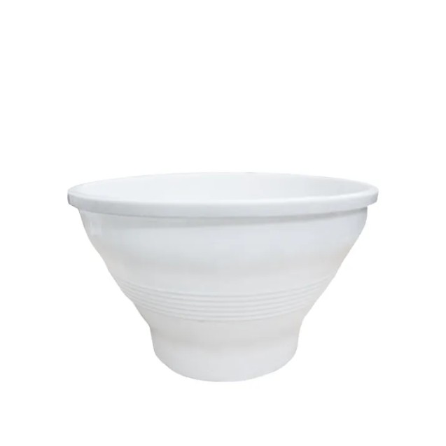 ΓΛΑΣΤΡΑΚΙ ΛΕΥΚΟ ΣΤΡΟΓΓΥΛΟ ΠΛΑΣΤΙΚΟ - Φ14x9cm – Δίνει premium χαρακτήρα στο περιβάλλον | iroots.gr