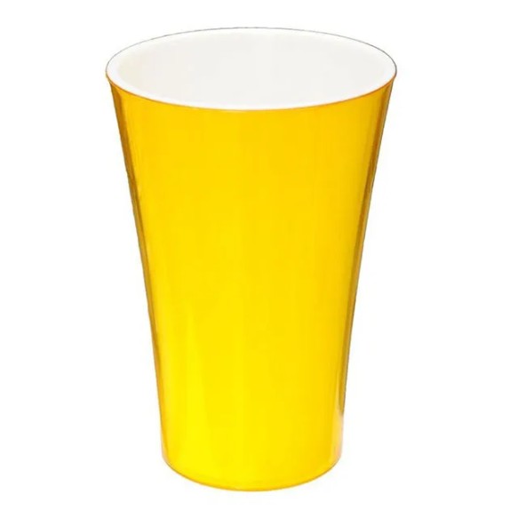 ΑΝΘΟΔΟΧΕΙΟ ΚΙΤΡΙΝΟ ΠΛΑΣΤΙΚΟ FLAΚON ORCHIDEA GLASS - Φ16x25cm – Δημιουργεί αίσθηση πολυτέλειας χωρίς κόπο | iroots.gr