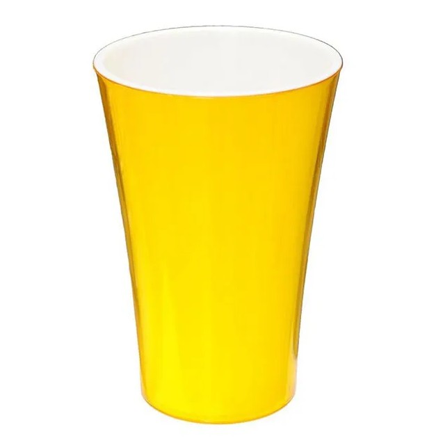 ΑΝΘΟΔΟΧΕΙΟ ΚΙΤΡΙΝΟ ΠΛΑΣΤΙΚΟ FLAΚON ORCHIDEA GLASS - Φ16x25cm – Δημιουργεί αίσθηση πολυτέλειας χωρίς κόπο | iroots.gr