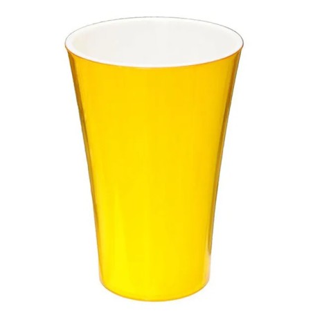 ΑΝΘΟΔΟΧΕΙΟ ΚΙΤΡΙΝΟ ΠΛΑΣΤΙΚΟ FLAΚON ORCHIDEA GLASS - Φ16x25cm – Δημιουργεί αίσθηση πολυτέλειας χωρίς κόπο | iroots.gr