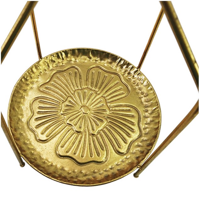 ΜΕΤΑΛΛΙΚΟΣ ΔΙΣΚΟΣ ΧΡΥΣΟ ΣΤΡΟΓΓΥΛΟΣ ΜΕ ΛΑΒΗ ΚΑΙ ΠΟΔΙΑ Φ29.5x46.5cm 2/ΚΙΒ – Προσφέρει μοναδική αισθητική | iroots.gr