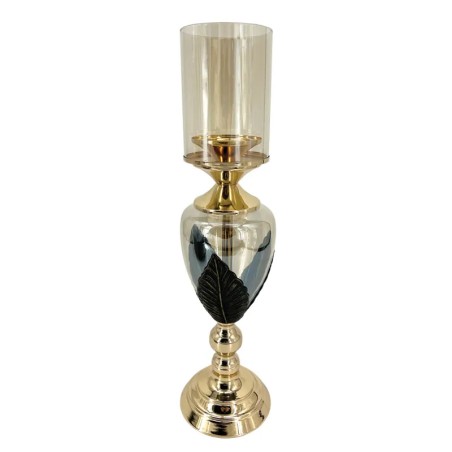 ΜΕΤΑΛΛΙΚΟ/ΓΥΑΛΛΙΝΟ ΚΗΡΟΠΗΓΙΟ ΧΡΥΣΟ-ΜΑΥΡΟ ΦΥΛΛΑ - Φ12.5x52.5cm 4/KIB – Δημιουργεί αίσθηση πολυτέλειας χωρίς κόπο | iroots.gr