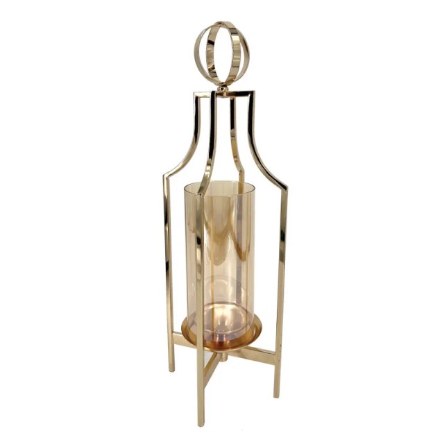 ΜΕΤΑΛΛΙΚΟ ΚΗΡΟΠΗΓΙΟ ΧΡΥΣΟ ΠΥΡΓΟΣ ΜΕ ΓΥΑΛΙ - 17x17x52.5cm 8/KIB – Δίνει premium χαρακτήρα στο περιβάλλον | iroots.gr