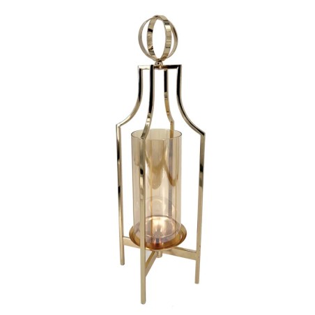 ΜΕΤΑΛΛΙΚΟ ΚΗΡΟΠΗΓΙΟ ΧΡΥΣΟ ΠΥΡΓΟΣ ΜΕ ΓΥΑΛΙ - 17x17x52.5cm 8/KIB – Δίνει premium χαρακτήρα στο περιβάλλον | iroots.gr