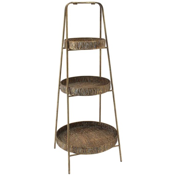 ΜΕΤΑΛΛΙΚΟΣ 3ΠΛΟΣ ΔΙΣΚΟΣ ΣΚΑΛΑ ΧΡΥΣΟ ΑΝΤΙΚΕ - Φ39.5x96cm 2/ΚΙΒ – Ταιριάζει σε κάθε μοντέρνο ή επαγγελματικό χώρο | iroots.gr