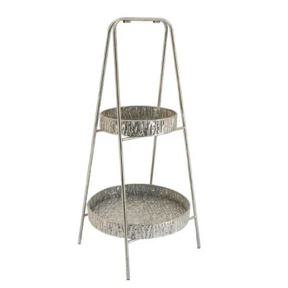 ΜΕΤΑΛΛΙΚΟΣ 2ΠΛΟΣ ΔΙΣΚΟΣ ΣΚΑΛΑ ΑΣΗΜΙ ΑΝΤΙΚΕ - Φ33x72cm 2/ΚΙΒ – Δημιουργεί αίσθηση πολυτέλειας χωρίς κόπο | iroots.gr