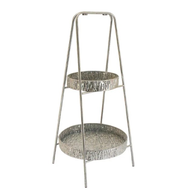 ΜΕΤΑΛΛΙΚΟΣ 2ΠΛΟΣ ΔΙΣΚΟΣ ΣΚΑΛΑ ΑΣΗΜΙ ΑΝΤΙΚΕ - Φ33x72cm 2/ΚΙΒ – Δημιουργεί αίσθηση πολυτέλειας χωρίς κόπο | iroots.gr