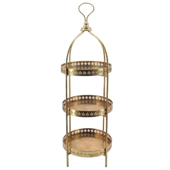 ΜΕΤΑΛΛΙΚΗ ΕΤΑΖΕΡΑ ΔΙΣΚΟΙ 3 ΕΠΙΠΕΔΩΝ ΧΡΥΣΟ ΣΤΡΟΓΓΥΛΗ - Φ36.5x148.5cm 1/KIB – Ταιριάζει σε κάθε μοντέρνο ή επαγγελματικό χώρο | ir