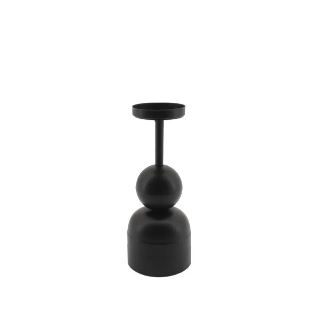 ΜΕΤΑΛΛΙΚΟ ΚΗΡΟΠΗΓΙΟ ΜΑΥΡΟ ΣΤΡΟΓΓΥΛΟ ΣΦΑΙΡA/ΒΑΣΗ ΚΟΝΤΟ - Φ8.5x21cm 8/KIB – Δίνει premium χαρακτήρα στο περιβάλλον | iroots.gr