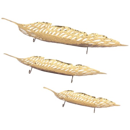 ΜΕΤΑΛΛΙΚΗ ΠΙΑΤΕΛΑ ΣΕΡΒΙΡΙΣΜΑΤΟΣ ΣΕΤ/3 ΧΡΥΣΟ ΦΥΛΛΟ ΤΡΥΠΗΤΟ - L:74x23x6, M:9x18x6.5, S:43.5x14x6cm 2/KIB – Προσφέρει μοναδική αισθ