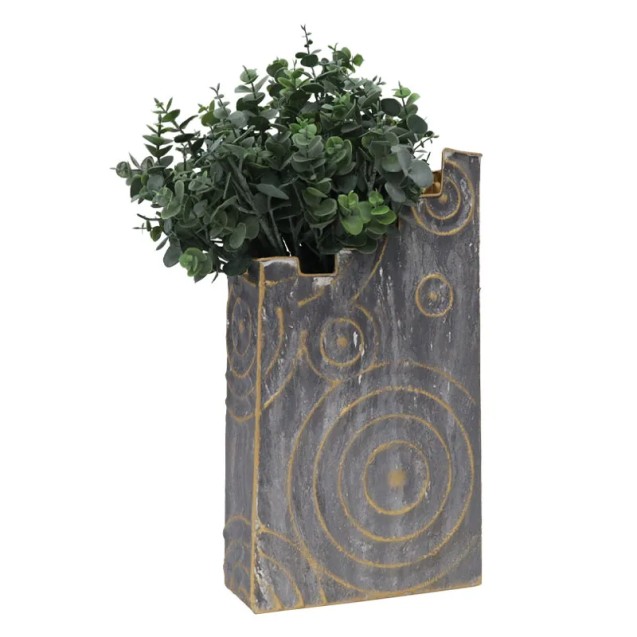 ΜΕΤΑΛΛΙΚΟ ΒΑΖΟ ΧΡΥΣΟ/ΓΚΡΙ ΚΥΚΛΟΙ - 24.1x43.8x10.2cm 4/KIB – Ταιριάζει σε κάθε μοντέρνο ή επαγγελματικό χώρο | iroots.gr