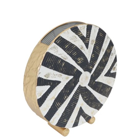 ΜΕΤΑΛΛΙΚΟ ΒΑΖΟ ΧΡΥΣΟ/ΜΑΥΡΟ/ΛΕΥΚΟ ΑΣΠΡΟΜΑΥΡΕΣ ΓΡΑΜΜΕΣ - 30.5x31.8x8.9cm 4/KIB – Αναβαθμίζει άμεσα τον χώρο σου | iroots.gr