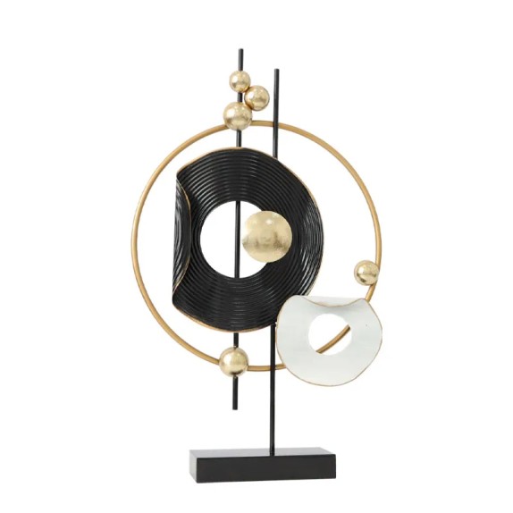 ΜΕΤΑΛΛΙΚΟ ΔΙΑΚΟΣΜΗΤΙΚΟ ΧΡΥΣΟ/ΜΑΥΡΟ ΚΥΚΛΟΙ - 33.7x56.5x8.9cm 4/KIB – Προσφέρει μοναδική αισθητική | iroots.gr