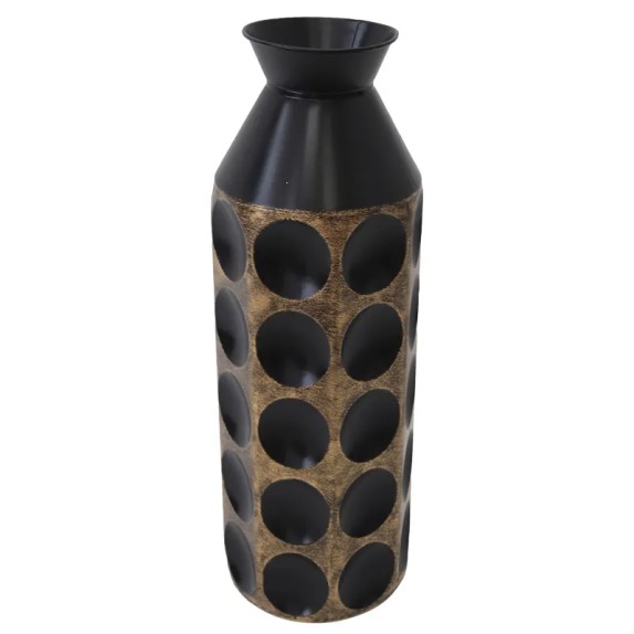 ΜΕΤΑΛΛΙΚΟ ΒΑΖΟ ΜΑΥΡΟ/ΧΡΥΣΟ ΚΥΚΛΟΙ - Φ19.7x61.6cm 4/KIB – Αναβαθμίζει άμεσα τον χώρο σου | iroots.gr