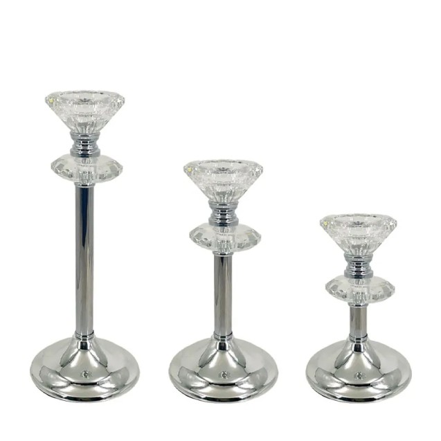 ΚΗΡΟΠΗΓΕΙΑ ΜΕΤΑΛΛΙΚA ΑΣΗΜΙ/ΛΕΥΚΟ ΣΕΤ/3 ΚΛΑΣΙΚΟ ΡΑΒΔΟΣ ΜΕ ΚΡΥΣΤΑΛΛΑ-S:Φ10x17,Μ:Φ10x21,L:Φ10x27cm 12/ΚΙΒ – Προσφέρει μοναδική αισθ