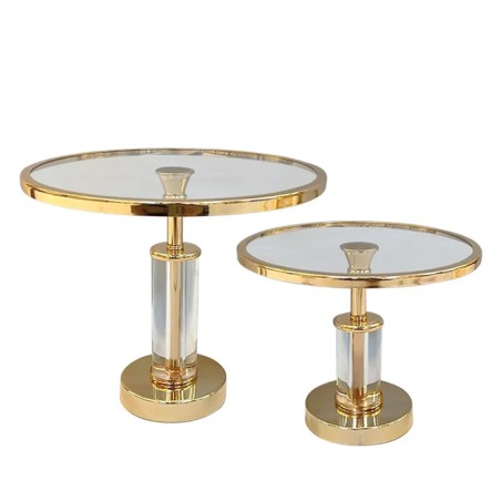 ΟΡΝΤΕΡΒΙΕΡΑ ΜΕΤΑΛΛΙΚΗ ΧΡΥΣΟ ΔΙΣΚΟΣ ΣΕΤ/2 ΣΤΡΟΓΓΥΛΗ ΓΥΑΛΙΝΟΣ ΚΟΡΜΟΣ ΜΕ ΓΥΑΛΙ - S:Φ25x21, L:Φ30x26cm 6/ΚΙΒ – Δημιουργεί αίσθηση πο