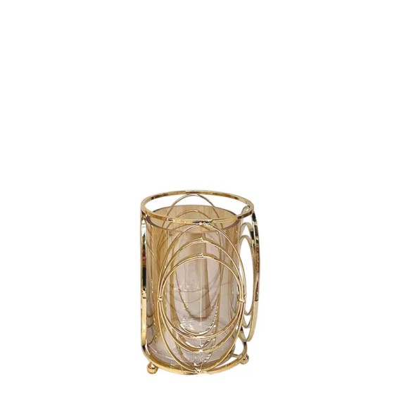 ΚΗΡΟΠΗΓΕΙΟ ΜΕΤΑΛΛΙΚΟ ΧΡΥΣΟ/ΜΕΛΙ ΚΥΛΙΝΔΡΟΣ ME ΟΒΑΛ ΜΙΚΡΟ ΜΕ ΓΥΑΛΙ - Φ12x18cm 24/ΚΙΒ – Δημιουργεί αίσθηση πολυτέλειας χωρίς κόπο |