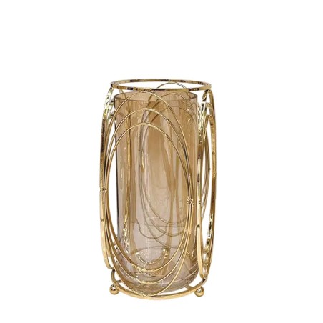 ΚΗΡΟΠΗΓΕΙΟ ΜΕΤΑΛΛΙΚΟ ΧΡΥΣΟ/ΜΕΛΙ ΚΥΛΙΝΔΡΟΣ ME ΟΒΑΛ ΜΕΓΑΛΟ ΜΕ ΓΥΑΛΙ - Φ12x28cm 12/ΚΙΒ – Ταιριάζει σε κάθε μοντέρνο ή επαγγελματικό