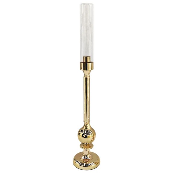 ΚΗΡΟΠΗΓΙΟ ΜΕΤΑΛΛΙΚΟ ΧΡΥΣΟ/ΛΕΥΚΟ ΜΟΝΟ ΚΛΑΣΙΚΟ ΣΩΛΗΝΑ ΜΕ ΓΥΑΛΙ MΕΓΑΛΟ - Φ12x68cm 12/ΚΙΒ – Προσφέρει μοναδική αισθητική | iroots.gr