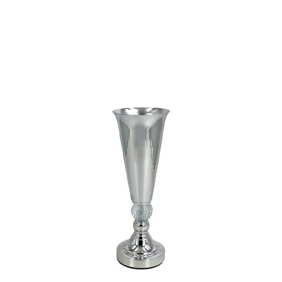 ΒΑΖΟ ΜΕΤΑΛΛΙΚO ΑΣΗΜΙ/ΛΕΥΚΟ ΚΛΑΣΙΚΟ ΜΕ ΚΡΥΣΤΑΛΛΟ ΜΙΚΡΟ - Φ12x33cm 24/ΚΙΒ – Δημιουργεί αίσθηση πολυτέλειας χωρίς κόπο | iroots.gr