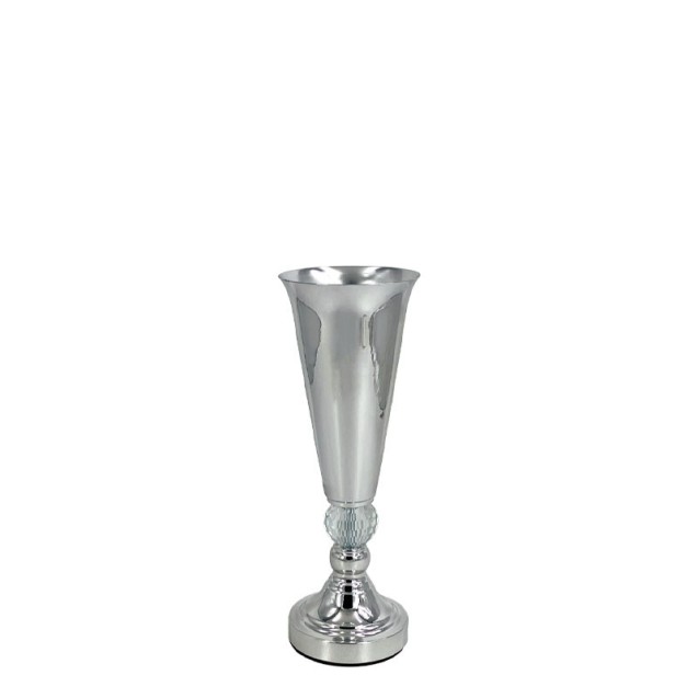 ΒΑΖΟ ΜΕΤΑΛΛΙΚO ΑΣΗΜΙ/ΛΕΥΚΟ ΚΛΑΣΙΚΟ ΜΕ ΚΡΥΣΤΑΛΛΟ ΜΙΚΡΟ - Φ12x33cm 24/ΚΙΒ – Δημιουργεί αίσθηση πολυτέλειας χωρίς κόπο | iroots.gr