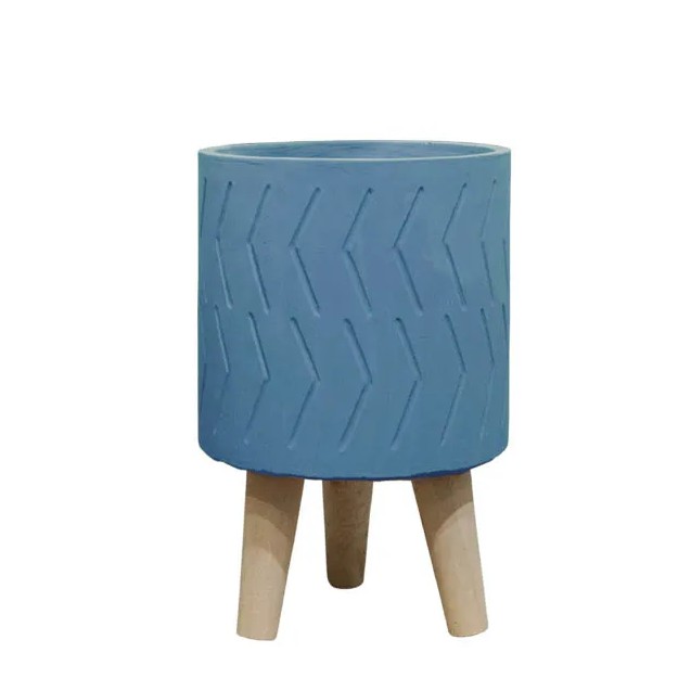 ΚΑΣΠΩ ΜΠΛΕ ΤΣΙΜΕΝΤENIO ΣΤΡΟΓΓΥΛΟ ME ΞΥΛΙΝΑ ΠΟΔΙΑ Φ16x15.5/23.5cm 6/ΚΙΒ – Αναβαθμίζει άμεσα τον χώρο σου | iroots.gr