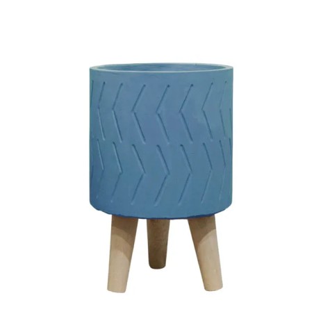 ΚΑΣΠΩ ΜΠΛΕ ΤΣΙΜΕΝΤENIO ΣΤΡΟΓΓΥΛΟ ME ΞΥΛΙΝΑ ΠΟΔΙΑ Φ16x15.5/23.5cm 6/ΚΙΒ – Αναβαθμίζει άμεσα τον χώρο σου | iroots.gr