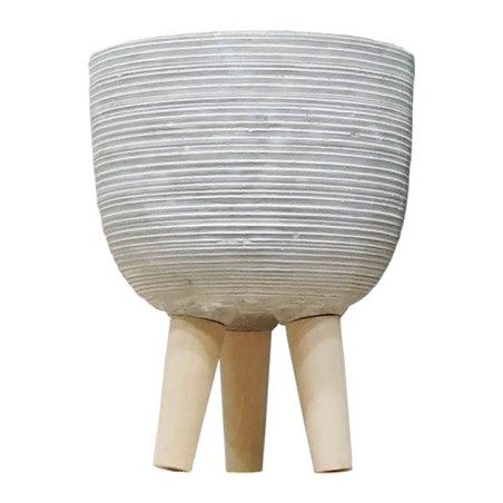 ΚΑΣΠΩ ΓΚΡΙ ΜΠΩΛ ΤΣΙΜΕΝΤENIO ME ΞΥΛΙΝΑ ΠΟΔΙΑ Φ31x27.5/42.5cm 1/ΚΙΒ – Προσφέρει μοναδική αισθητική | iroots.gr