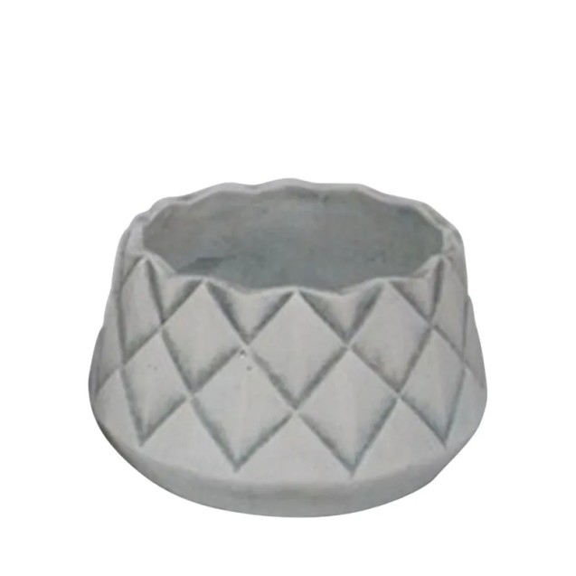 ΚΑΣΠΩ ΣΤΡΟΓΓΥΛΟ ΓΚΡΙ/ΛΕΥΚΟ ΜΙΚΡΟ ΡΟΜΒΟΙ ΧΑΜΗΛΟ Φ18x10.5cm 16/ΚΙΒ – Αναβαθμίζει άμεσα τον χώρο σου | iroots.gr