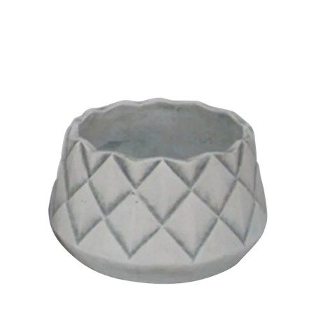 ΚΑΣΠΩ ΣΤΡΟΓΓΥΛΟ ΓΚΡΙ/ΛΕΥΚΟ ΜΙΚΡΟ ΡΟΜΒΟΙ ΧΑΜΗΛΟ Φ18x10.5cm 16/ΚΙΒ – Αναβαθμίζει άμεσα τον χώρο σου | iroots.gr