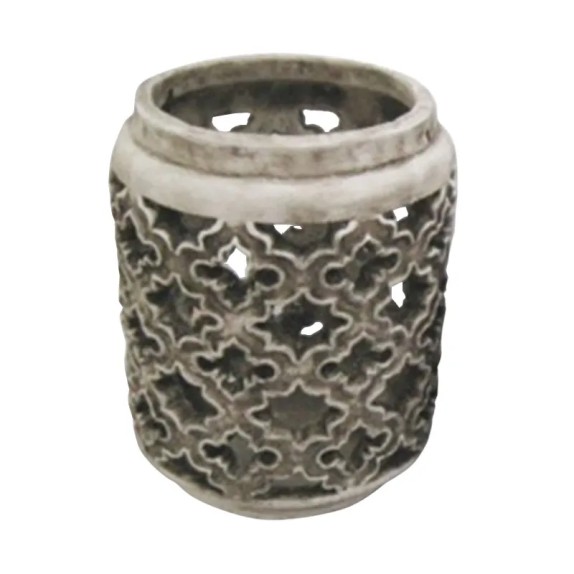 ΦΑΝΑΡΙ ΣΤΡΟΓΓΥΛΟ ΓΚΡΙ ΑΠΟΧΡΩΣΕΙΣ ΜΕΓΑΛΟ ΔΙΑΤΡΗΤΟ ΜΟΤΙΒΟ Φ21x25cm 4/ΚΙΒ – Προσφέρει μοναδική αισθητική | iroots.gr