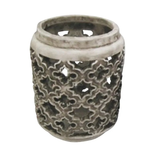 ΦΑΝΑΡΙ ΣΤΡΟΓΓΥΛΟ ΓΚΡΙ ΑΠΟΧΡΩΣΕΙΣ ΜΕΓΑΛΟ ΔΙΑΤΡΗΤΟ ΜΟΤΙΒΟ Φ21x25cm 4/ΚΙΒ – Προσφέρει μοναδική αισθητική | iroots.gr