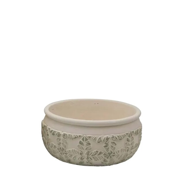 ΚΑΣΠΩ ΣΤΡΟΓΓΥΛΟ ΕΚΡΟΥ/ΠΡΑΣΙΝΟ ΜΙΚΡΟ ΦΥΛΛΑ ΜΟΤΙΒΟ ΧΑΜΗΛΟ Φ20x9cm 12/ΚΙΒ – Δίνει premium χαρακτήρα στο περιβάλλον | iroots.gr