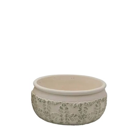 ΚΑΣΠΩ ΣΤΡΟΓΓΥΛΟ ΕΚΡΟΥ/ΠΡΑΣΙΝΟ ΜΙΚΡΟ ΦΥΛΛΑ ΜΟΤΙΒΟ ΧΑΜΗΛΟ Φ20x9cm 12/ΚΙΒ – Δίνει premium χαρακτήρα στο περιβάλλον | iroots.gr