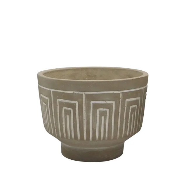 ΚΑΣΠΩ ΣΤΡΟΓΓΥΛΟ ΜΕ ΠΟΔΙ ΜΠΕΖ/ΛΕΥΚΟ ΜΕΓΑΛΟ ΕΛΛΗΝΙΚΟ ΜΟΤΙΒΟ Φ14.5x10.5cm 18/ΚΙΒ – Δημιουργεί αίσθηση πολυτέλειας χωρίς κόπο | iroo