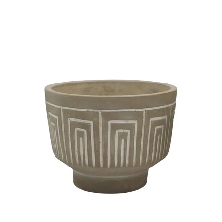 ΚΑΣΠΩ ΣΤΡΟΓΓΥΛΟ ΜΕ ΠΟΔΙ ΜΠΕΖ/ΛΕΥΚΟ ΜΕΓΑΛΟ ΕΛΛΗΝΙΚΟ ΜΟΤΙΒΟ Φ14.5x10.5cm 18/ΚΙΒ – Δημιουργεί αίσθηση πολυτέλειας χωρίς κόπο | iroo