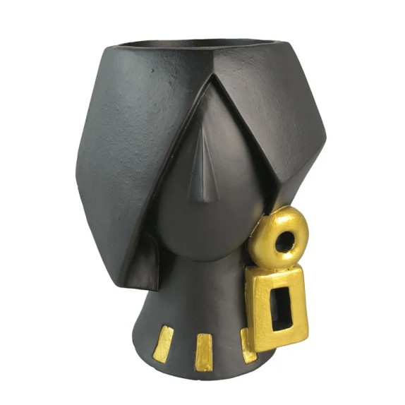 ΚΑΣΠΩ ΠΡΟΣΩΠΟ ΜΕΣΑΙΟ ΜΑΥΡΟ ME ΣΚΟΥΛΑΡΙΚIA ΧΡΥΣA ΤΕΤΡΑΓΩΝA - 19.5x14.5x20cm 1/8ΚΙΒ – Δημιουργεί αίσθηση πολυτέλειας χωρίς κόπο | 