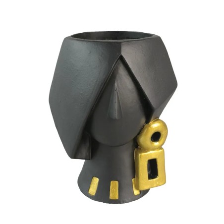 ΚΑΣΠΩ ΠΡΟΣΩΠΟ ΜΙΚΡΟ ΜΑΥΡΟ ME ΣΚΟΥΛΑΡΙΚIA ΧΡΥΣA ΤΕΤΡΑΓΩΝA - 14.5x10.5x15cm 4/24ΚΙΒ – Δίνει premium χαρακτήρα στο περιβάλλον | iro