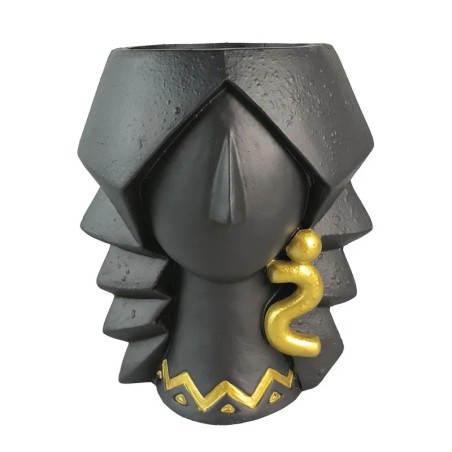 ΚΑΣΠΩ ΠΡΟΣΩΠΟ ΜΕΣΑΙΟ ΜΑΥΡΟ ME ΣΚΟΥΛΑΡΙΚIA ΧΡΥΣA S - 19.5x14.5x20cm 2/8ΚΙΒ – Δίνει premium χαρακτήρα στο περιβάλλον | iroots.gr