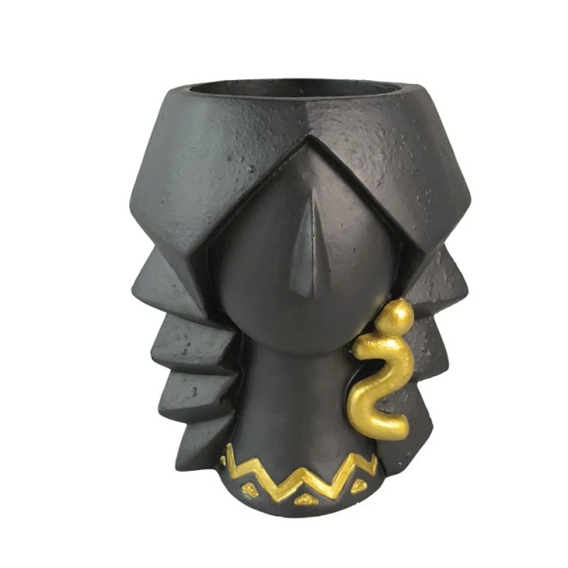 ΚΑΣΠΩ ΠΡΟΣΩΠΟ ΜΙΚΡΟ ΜΑΥΡΟ ME ΣΚΟΥΛΑΡΙΚIA ΧΡΥΣA S - 14.5x10.5x15cm 4/24ΚΙΒ – Δίνει premium χαρακτήρα στο περιβάλλον | iroots.gr