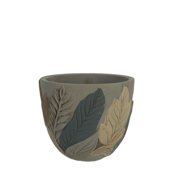 ΚΑΣΠΩ ΣΤΡΟΓΓΥΛΟ ΓΚΡΙ/ΚΑΦΕ/ΕΚΡΟΥ ΑΝΑΓΛΥΦΑ ΦΥΛΛΑ ΜΙΚΡΟ - Φ14.x12.5cm 1/18ΚΙΒ – Αναβαθμίζει άμεσα τον χώρο σου | iroots.gr