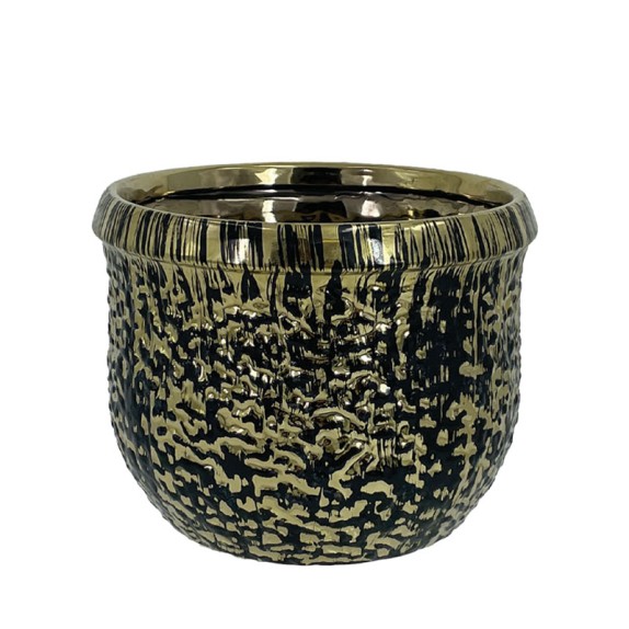 ΚΑΣΠΩ ΣΤΡΟΓΓΥΛΟ ΜΑΥΡΟ/ΧΡΥΣΟ ΥΑΛΩΜΕΝΟ ΣΑΓΡΕ ΜΕΓΑΛΟ - Φ17x13cm 1/12ΚΙΒ – Ταιριάζει σε κάθε μοντέρνο ή επαγγελματικό χώρο | iroots.