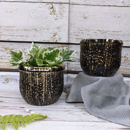 ΚΑΣΠΩ ΣΤΡΟΓΓΥΛΟ ΜΑΥΡΟ/ΧΡΥΣΟ ΥΑΛΩΜΕΝΟ ΣΑΓΡΕ ΜΕΓΑΛΟ - Φ17x13cm 1/12ΚΙΒ – Ταιριάζει σε κάθε μοντέρνο ή επαγγελματικό χώρο | iroots.