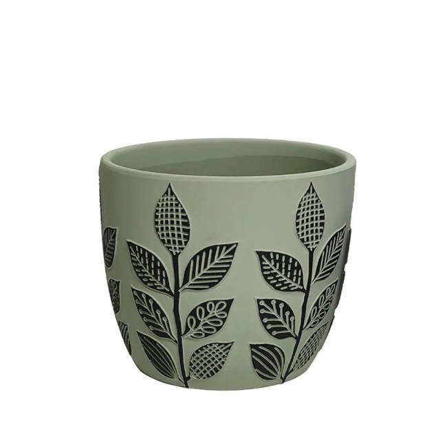 ΚΑΣΠΩ ΣΤΡΟΓΓΥΛΟ ΛΑΔΙ/ΜΑΥΡΟ ΣΧΕΔΙΑ ΦΥΛΛΩΝ - Φ16.5x15.2cm 12/ΚΙΒ – Αναβαθμίζει άμεσα τον χώρο σου | iroots.gr