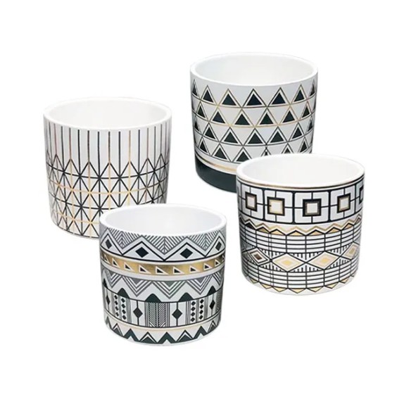 ΚΑΣΠΩ ΜΙΚΡΟ (4 ΣΧΕΔΙΑ ASS) ΨΗΦ. ΕΚΤΥΠΩΣΗ ΜΑΥΡΑ/ΧΡΥΣΑ ΓΕΩΜΕΤΡΙΚΑ ΜΟΤΙΒΑ - Φ11.5x10.5cm 4/48ΚΙΒ – Δίνει premium χαρακτήρα στο περι