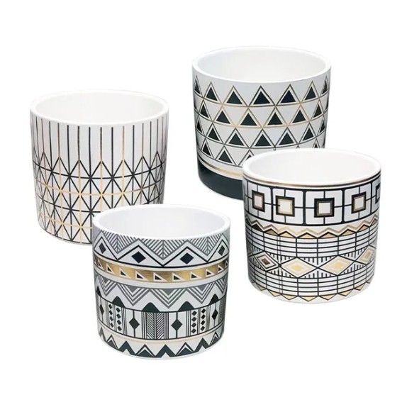 ΚΑΣΠΩ ΜΕΓΑΛΟ (4 ΣΧΕΔΙΑ ASS) ΨΗΦ. ΕΚΤΥΠΩΣΗ ΜΑΥΡΑ/ΧΡΥΣΑ ΓΕΩΜΕΤΡΙΚΑ ΜΟΤΙΒΑ - Φ12.5x12cm 4/32ΚΙΒ – Αναβαθμίζει άμεσα τον χώρο σου | 